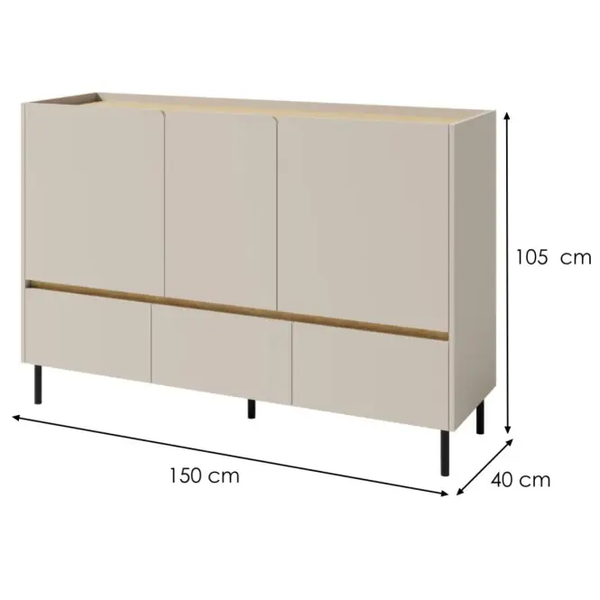 Komoda Luca LC7 3S3D béžová/dub,2