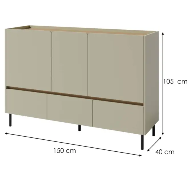 Komoda Luca LC7 3S3D eukalyptus/dub baltic