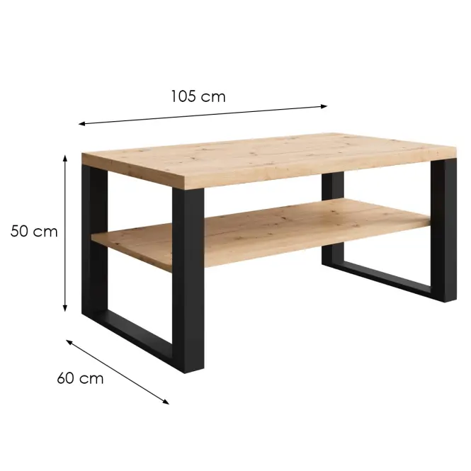 Konferenčný Stolík Mona 1050+Polička artisan/čierna,2
