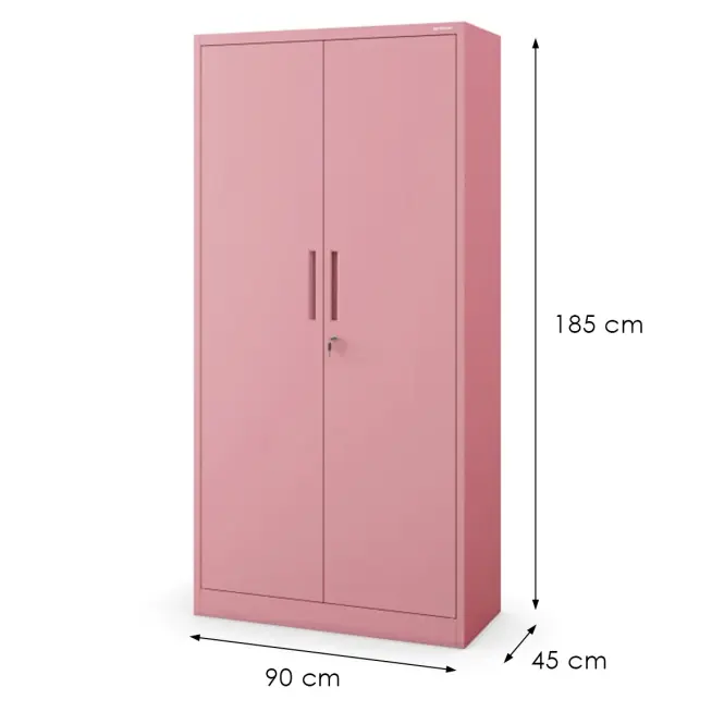 Kovová skriňa Dawid 90 cm – pastelová ružová, dvojdverová,2