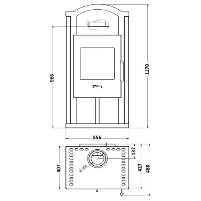 Oceľová pec Gron gray 6 kW