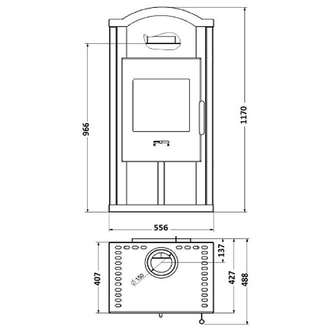Oceľová pec Gron gray 6 kW