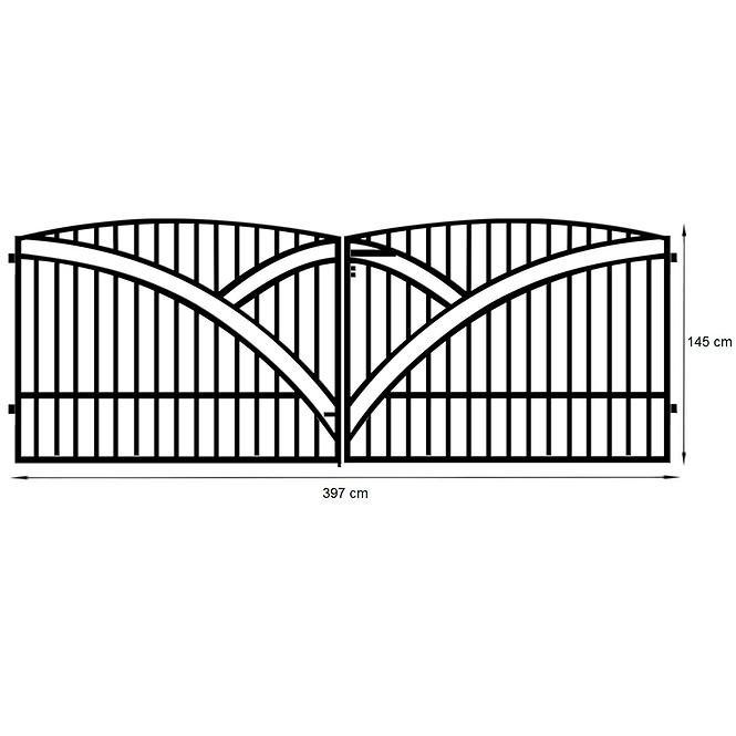 Brána Genua 397x145 ZN RAL9005 mat,2