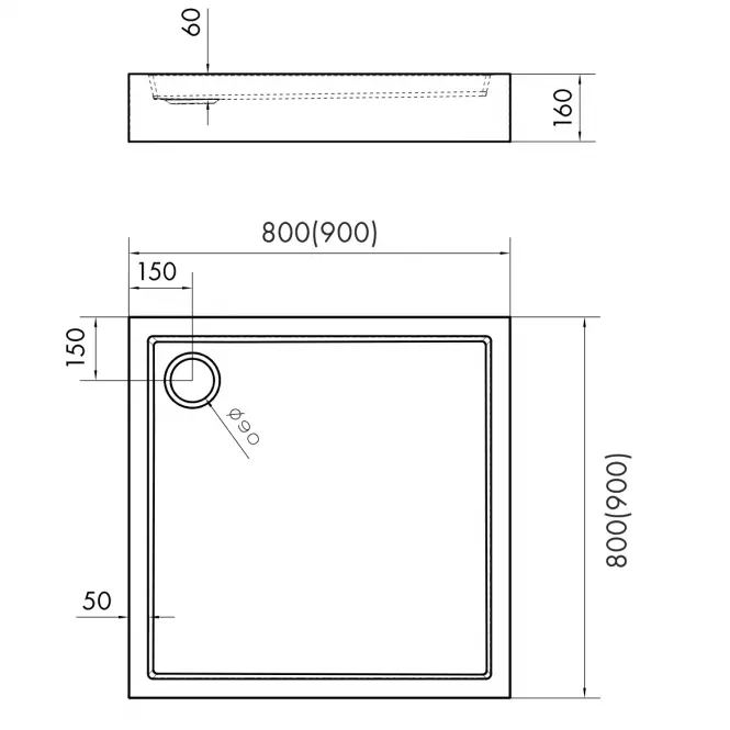 Vanička štvorcová Astrix 90x90 AQM4731,2