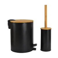 Súprava kôš 5l + WC kefa  čierna  Wood