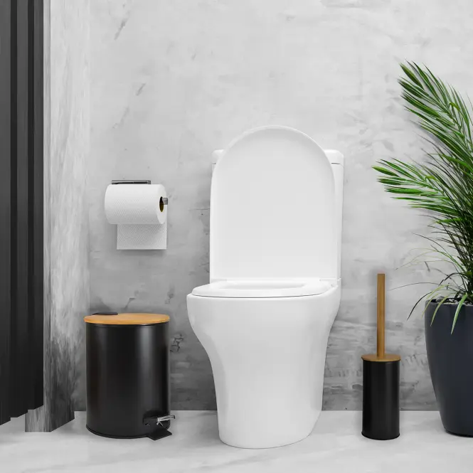 Súprava kôš 5l + WC kefa  čierna  Wood