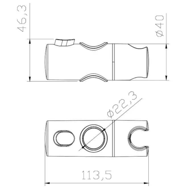 Posuvný držiak na sprchovú hadicu 22 mm,3