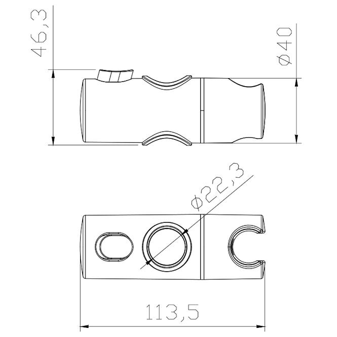 Posuvný držiak na sprchovú hadicu 22 mm,3