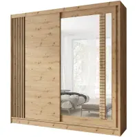 Skriňa s posuvnými dverami Artiz AZ 5-20 200 cm so zrkadlom – dub artisan, lamely, dvojdverová, zásuvky