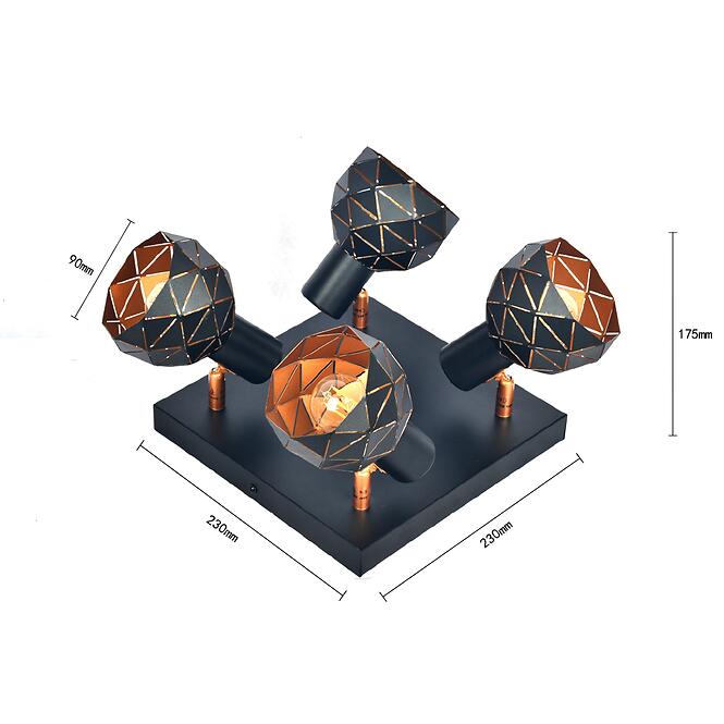 Stropné bodové svietidlo Puzzle 4 AS-PUE144B black LS4,2