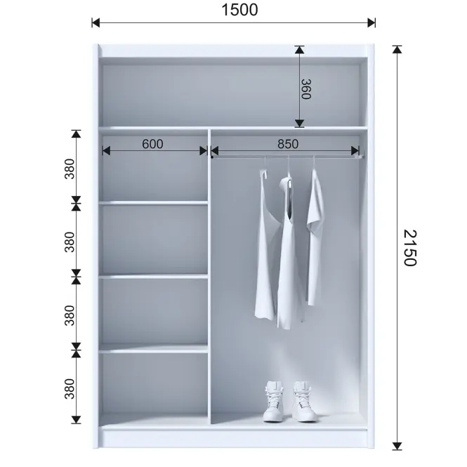 Skriňa Ladder 150 biela/lamely dub craft,3