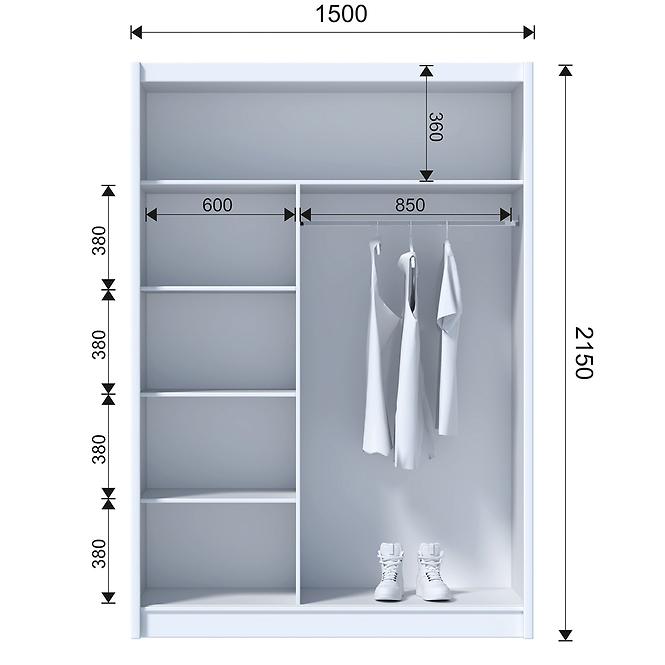 Skriňa Ladder 150 biela/lamely dub craft,3