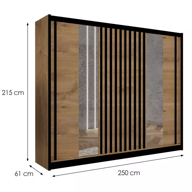 Skriňa Ladder 250 dub craft/lamely čierna