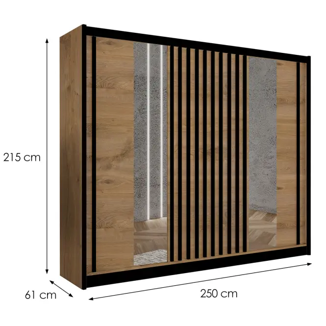 Skriňa Ladder 250 dub craft/lamely čierna,2