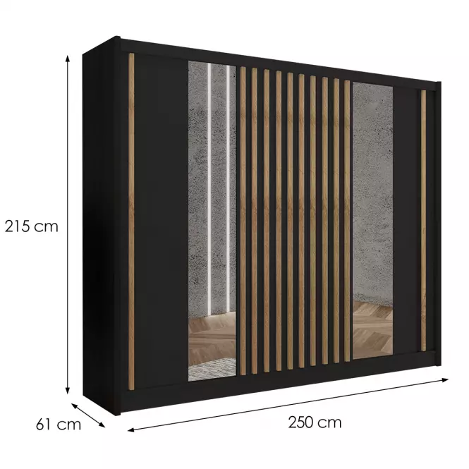 Skriňa Ladder 250 čierna/lamely dub craft
