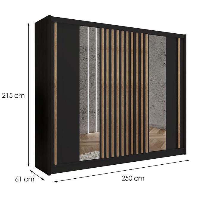 Skriňa Ladder 250 čierna/lamely dub craft