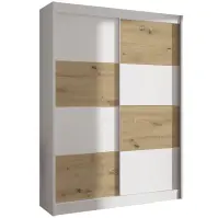Skriňa s posuvnými dverami Duo 150 cm - biela/artisan, dvojdverová