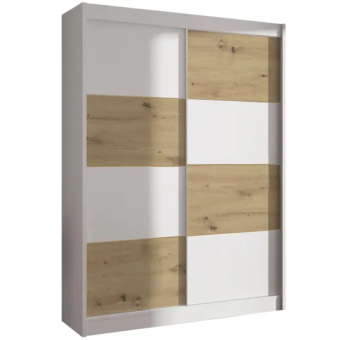 Skriňa s posuvnými dverami Duo 150 cm - biela/artisan, dvojdverová