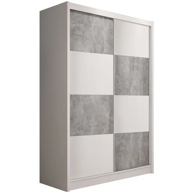 Skriňa s posuvnými dverami Duo 150 cm - biela/betón, dvojdverová