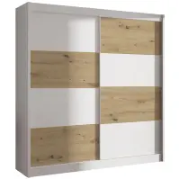 Skriňa s posuvnými dverami Duo 203 cm - biela/artisan, dvojdverová