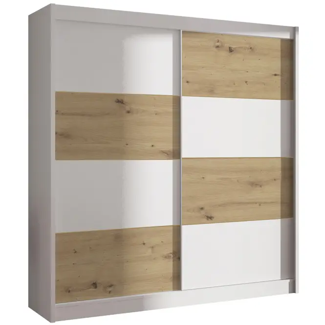 Skriňa s posuvnými dverami Duo 203 cm - biela/artisan, dvojdverová