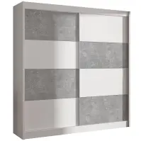 Skriňa s posuvnými dverami Duo 203 cm - biela/betón, dvojdverová