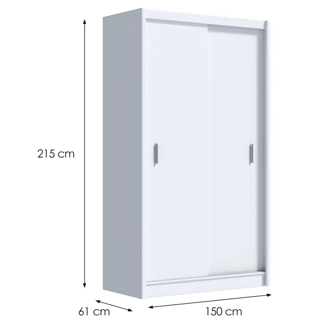 Skriňa s posuvnými dverami Multi 150 cm - biela, dvojdverová,2