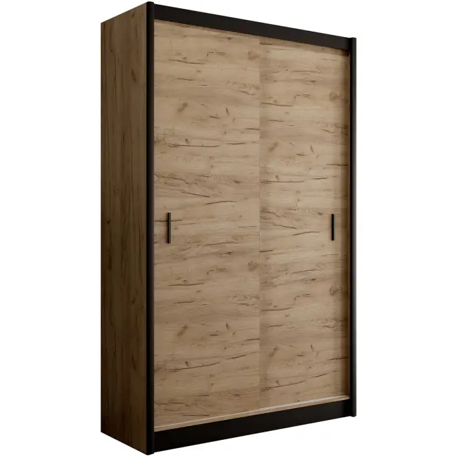 Skriňa s posuvnými dverami Multi 150 cm - craft/čierna, dvojdverová
