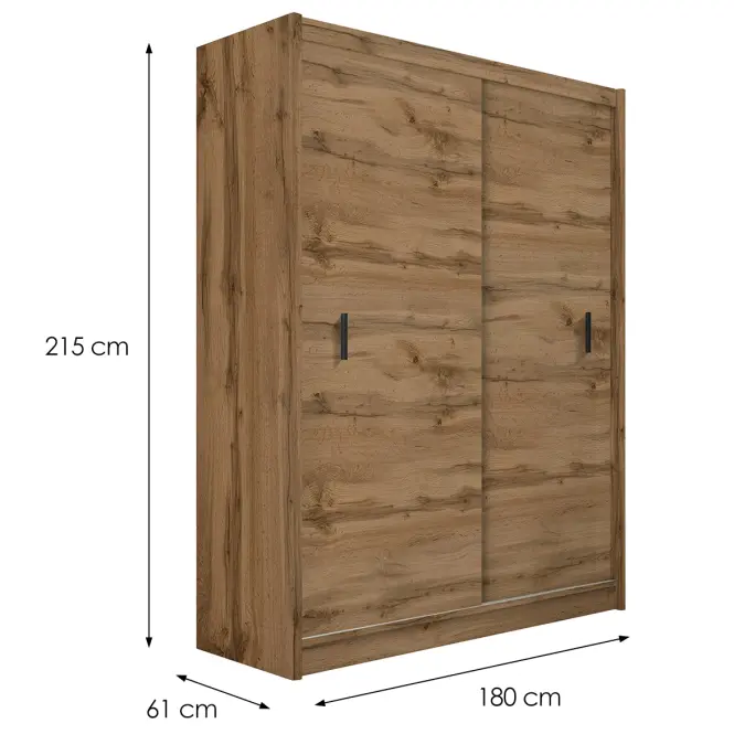 Skriňa s posuvnými dverami Multi 180 cm - wotan, dvojdverová,2