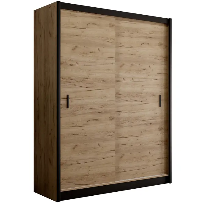 Skriňa s posuvnými dverami Multi 180 cm - craft/čierna, dvojdverová