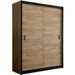 Skriňa s posuvnými dverami Multi 203 cm - craft/čierna, dvojdverová