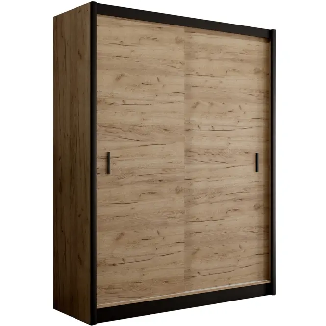Skriňa s posuvnými dverami Multi 203 cm - craft/čierna, dvojdverová