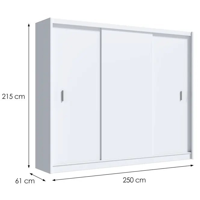 Skriňa s posuvnými dverami Multi 250 cm - biela, trojdverová