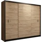 Skriňa s posuvnými dverami Multi 250 cm - craft/čierna, trojdverová