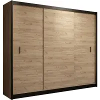 Skriňa s posuvnými dverami Multi 250 cm - craft/čierna, trojdverová