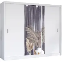Skriňa s posuvnými dverami Solo 250 cm so zrkadlom – biela, trojdverová