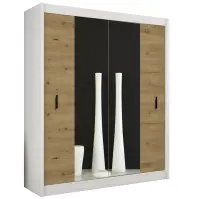 Skriňa s posuvnými dverami Art 180 cm so zrkadlom - biela/artisan, dvojdverová
