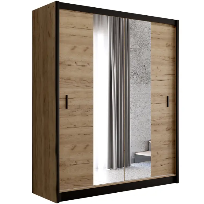 Skriňa s posuvnými dverami Craft 203 cm so zrkadlom - dub craft, dvojdverová