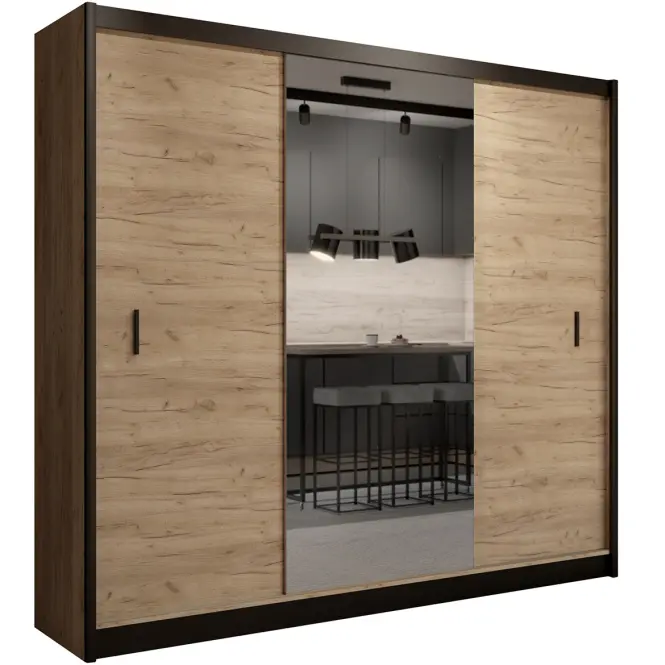 Skriňa s posuvnými dverami Craft 250 cm so zrkadlom - dub craft, dvojdverová