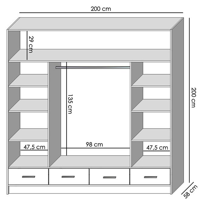 Skriňa Sophie 200 craft/čierna