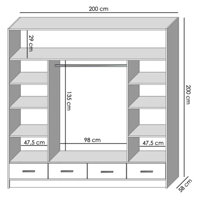 Skriňa Sophie 200 biela,3