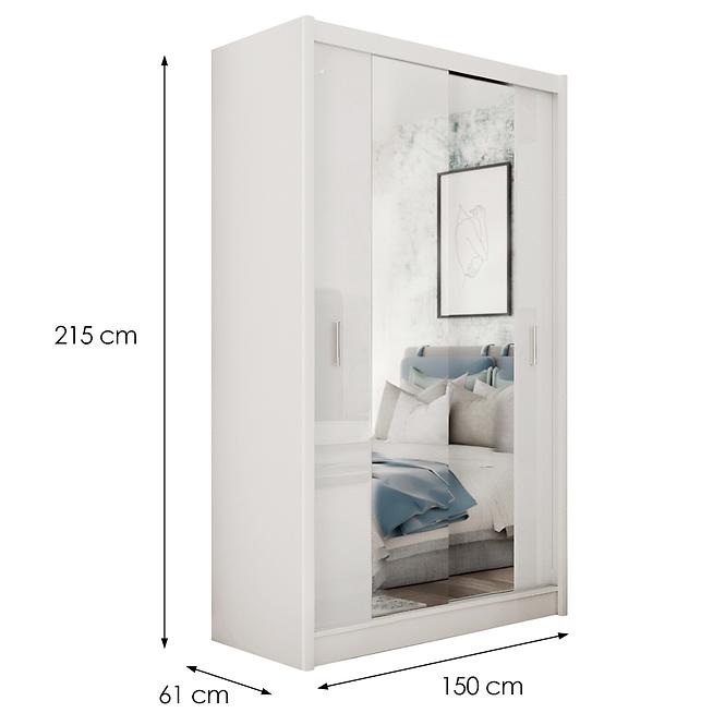 Skriňa Blanca 150 biela/biela lesk