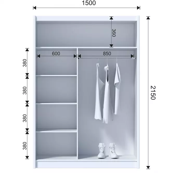 Skriňa Blanca 150 biela/biela lesk