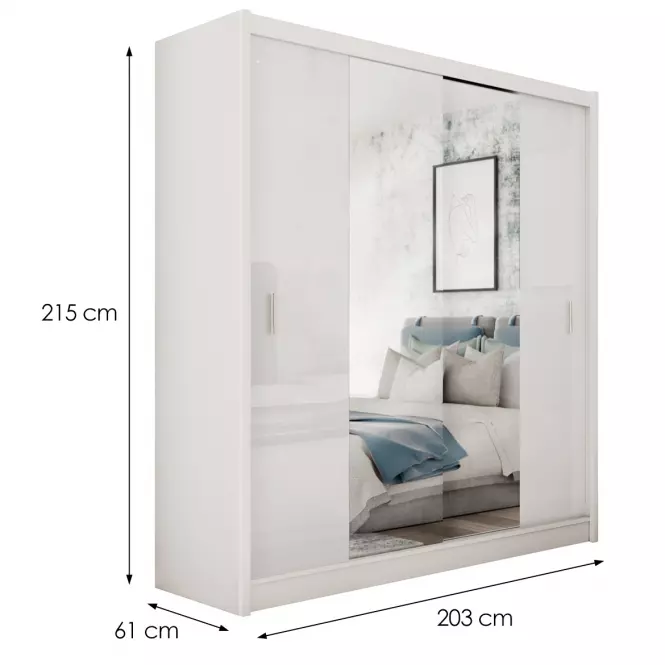 Skriňa Blanca 203 biela/biela lesk