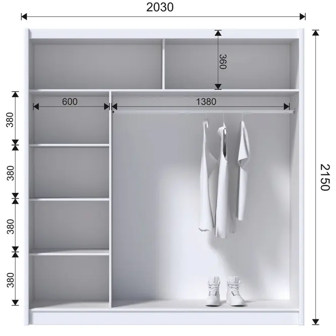 Skriňa Blanca 203 biela/biela lesk,3