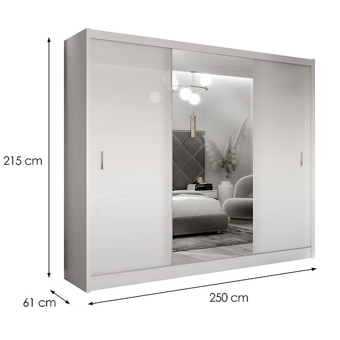 Skriňa Blanca 250 biela/biela lesk