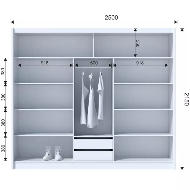 Skriňa Blanca 250 biela/biela lesk