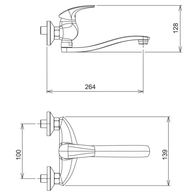 Batéria vaňová nástenná 100mm  Metalia 57