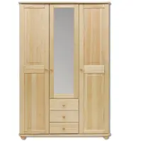 Borovicová skriňa SF100 125 cm so zrkadlom – trojdverová, zásuvky