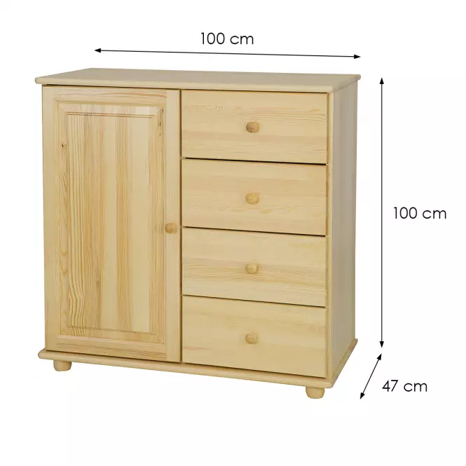 Komoda z Borovice KD100 surová